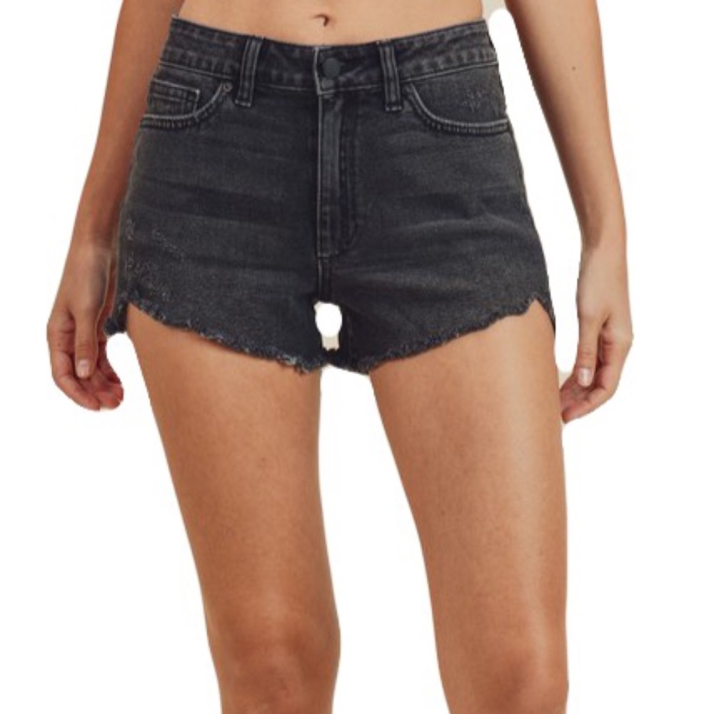 High Rise Black Denim Shorts